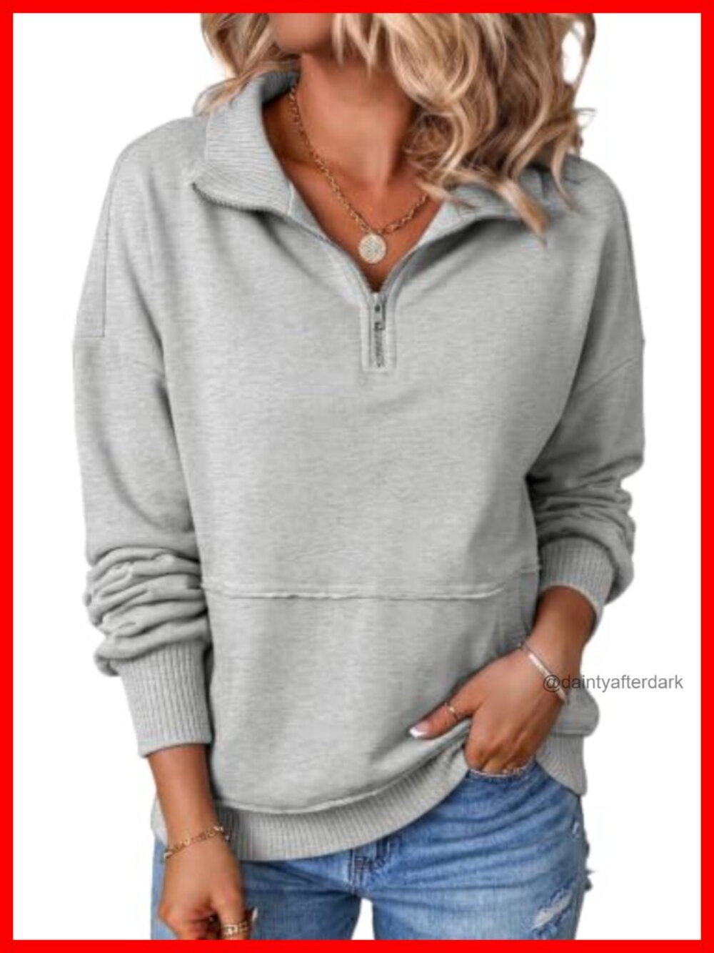 Half Zip Sweatshirt Cotton Polyester Long Sleeve Pullover Casual